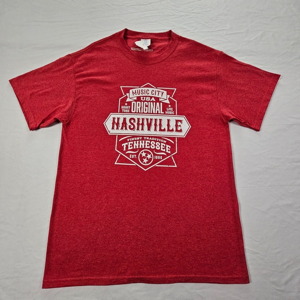 Music City USA Nashville TN Red Short Sleeve Cotton Blend T-Shirt Men's M